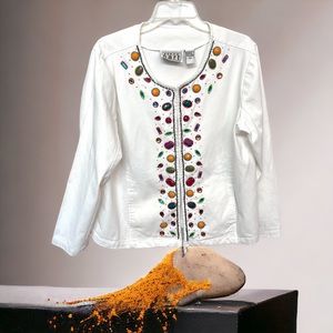 Keren Hart Jacket Women’s XL white Embellished vintage